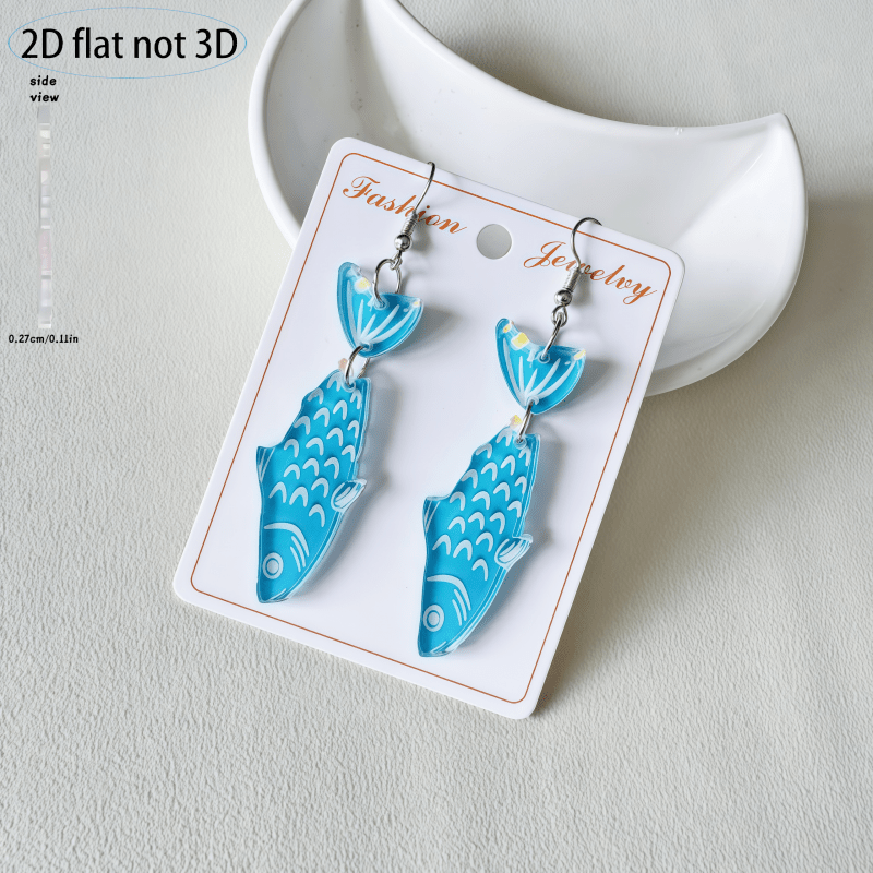 2pcs Vintage Fish-Shaped Pendant Earrings, Cute Daily Wear